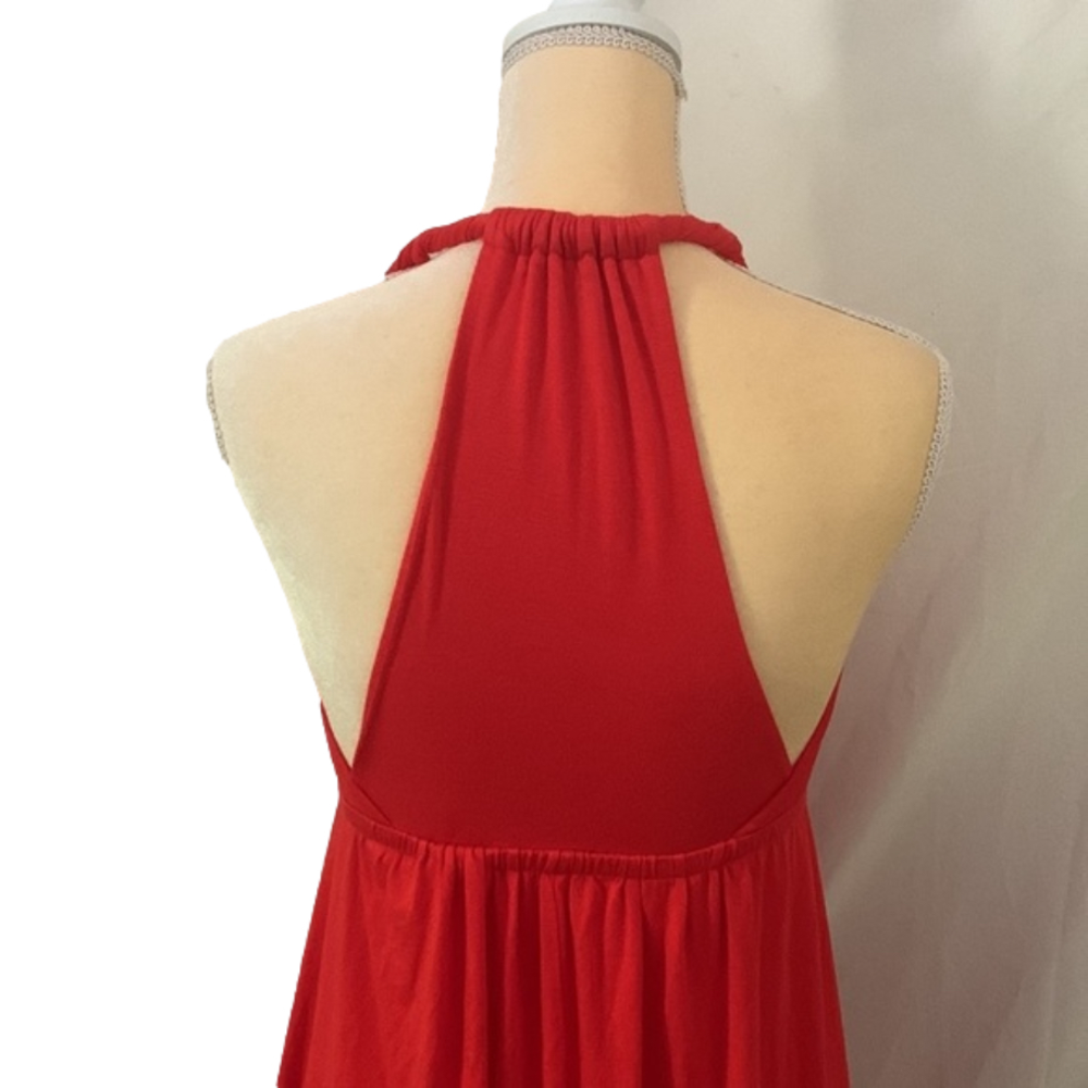 Lush Red Sleeveless V-Neck Long Maxi Casual Dressy Dress Size M - Picture 4 of 15
